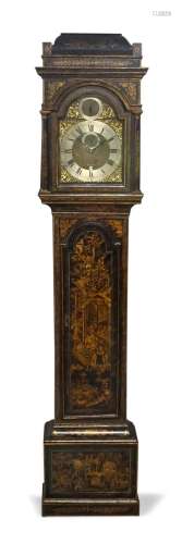 A black japanned eight day longcase clock, by Nathaniel Gray...