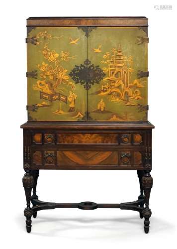 A Queen Anne style Japanned cabinet, early 20th century, in ...