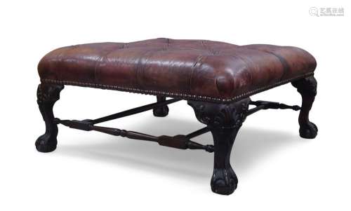 A George II style mahogany hearth stool, late 20th century, ...