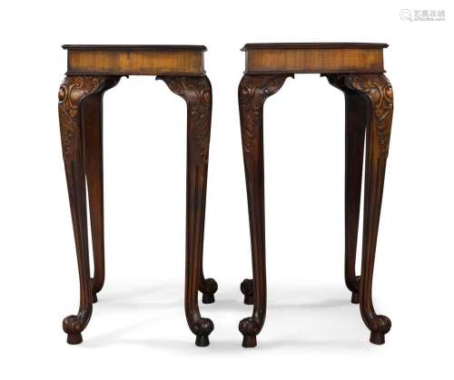 A pair of George II style mahogany square top jardiniere sta...