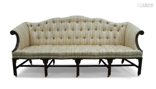 A George III style mahogany camel back sofa, 20th century, w...