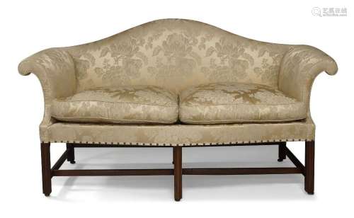 A George III style mahogany camel back sofa, late 19th centu...