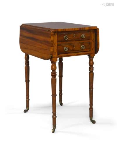 A Regency mahogany Pembroke table, ebony inlaid, with two dr...