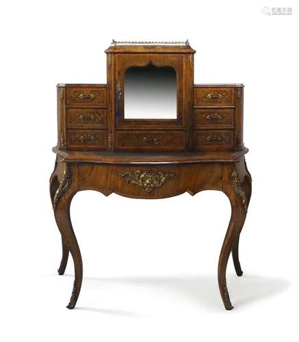 A Victorian inlaid walnut Bonheur de jour, ormolu mounted, t...