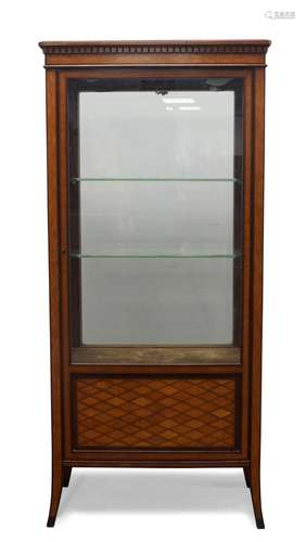 An Edwardian Sheraton revival satinwood parquetry display ca...