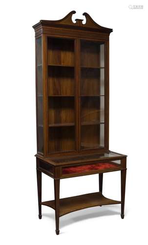 An Edwardian mahogany and satinwood crossbanded vitrine/bijo...