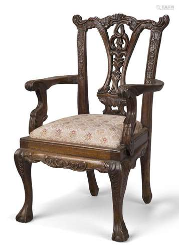 A mahogany child's or apprentice armchair, in the Chippendal...