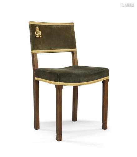 A George VI limed oak coronation chair, by W.Hands and son, ...