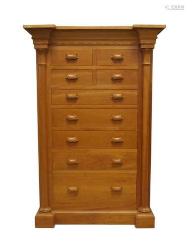 A cherry wood inverted breakfront compactum chest, 21st cent...