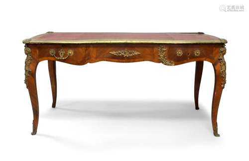 A French Louis XV style kingwood bureau plat, late 19th cent...