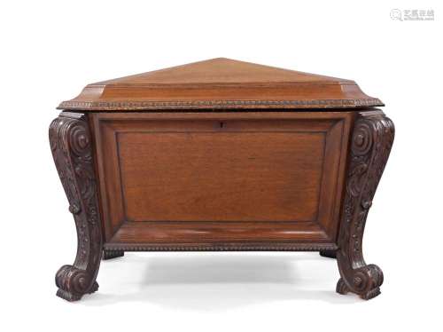 A French mahogany sarcophagus wine cooler, 19th century, the...