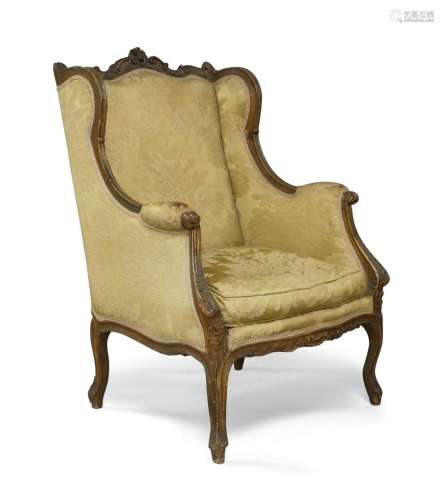 A French Louis XV style beech armchair, early 20th century, ...