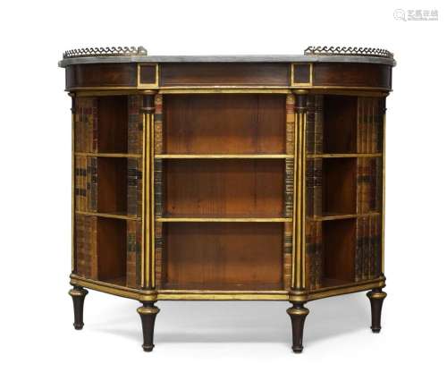 A French rosewood and mahogany open bookcase, early 20th cen...