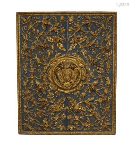 A large Continental carved gilt wood panel, 18th century, th...