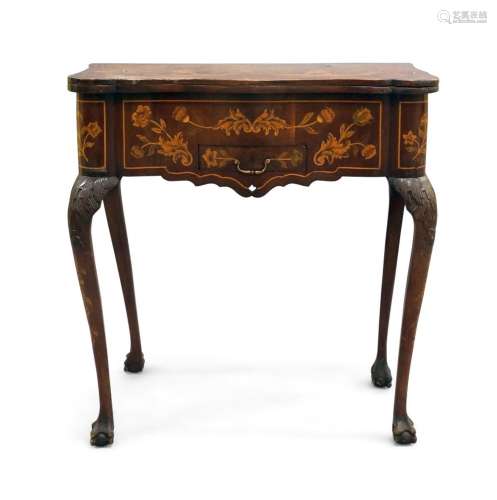 A Dutch marquetry inlaid card table, late 18th century, the ...