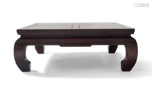 A Chinese hardwood square low table, kang style, 20th centur...