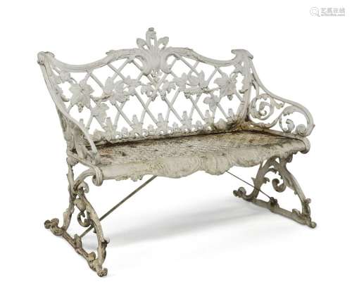 A Victorian style white-painted cast aluminium bench, 20th c...