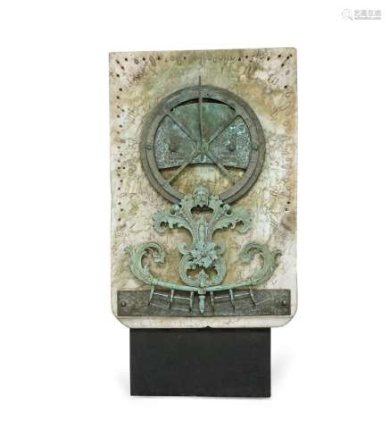 An English bronze wall sundial, early 20th century, mounted ...