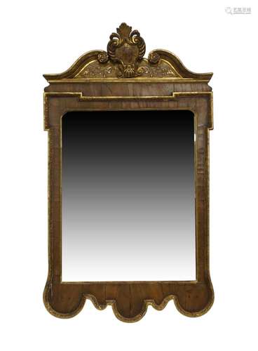 A George II style walnut and giltwood pier mirror, late 19th...