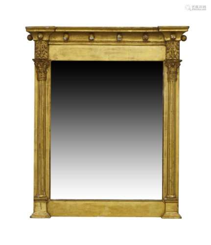 A Regency giltwood pier mirror, the later mirror plate flank...