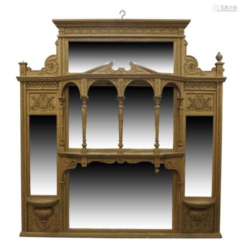 A Victorian gilt wood and gesso overmantel mirror, circa 186...