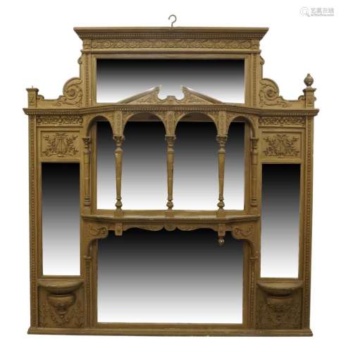 A Victorian gilt wood and gesso overmantel mirror, circa 186...