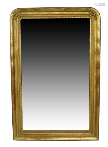 A Victorian giltwood and gesso over mantle mirror, with ribb...