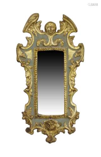 A small Italian carved gilt wood mirror, 20th century, with ...