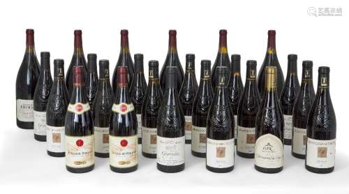 A mixed selection of wines from the Cotes du Rhone region, F...
