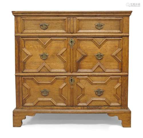 A Charles II style oak chest of drawers, late 18th century, ...