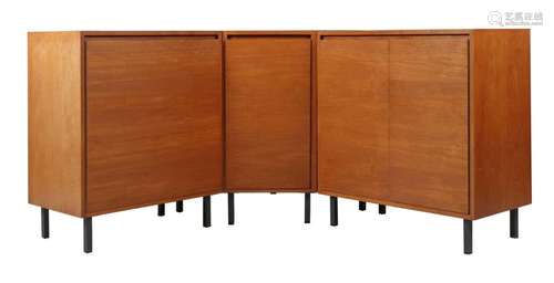 Sideboard-Eckschrank dreiteilig 1960er Jahre, ungemarkt, Tea...