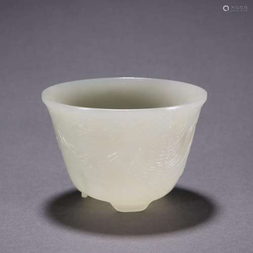 Hetian jade seed phoenix cup