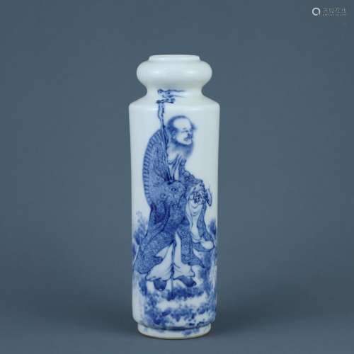 Wangbu blue and white Arhat bottle with garlic head