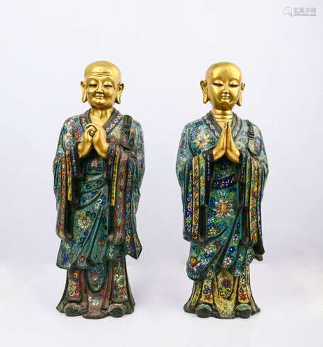 A pair of cloisonne gilt Anangaya protectors