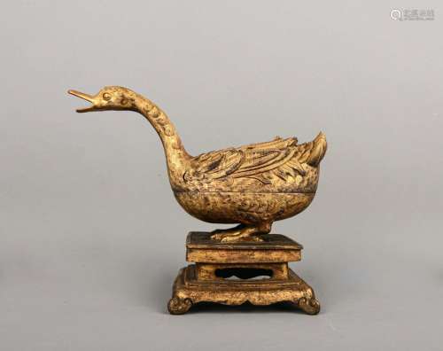 Gilt bronze golden duck aromatherapy