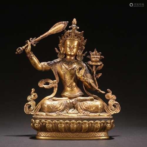 Gilt Bronze Manjusri Bodhisattva