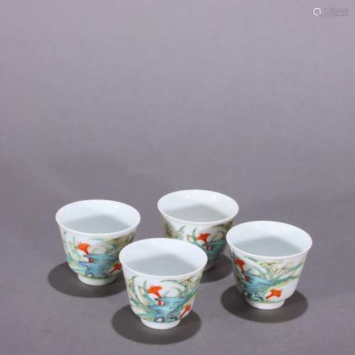 A set of pastel orchid pattern teacups