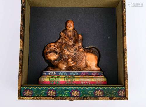 Shoushan Stone Riding Lion Arhat