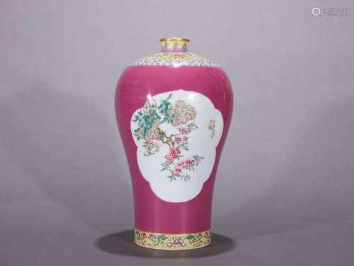 Carmine Glaze Pastel Window Floral Plum Vase