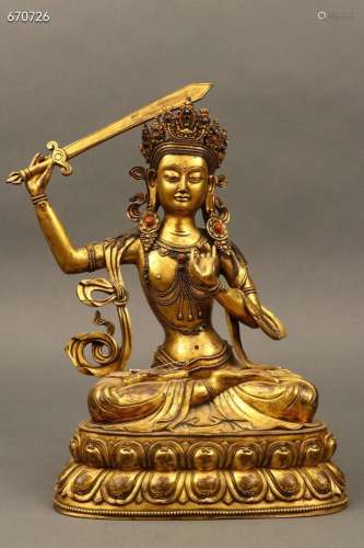 Gilt Bronze Manjusri Bodhisattva