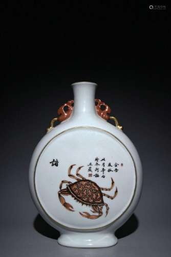 Hand-painted pastel painted gold double-eared crab lotus pat...