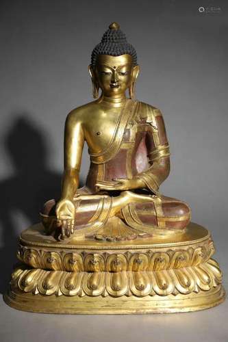 Gilt Bronze Sitting Statue of Medicine Buddha