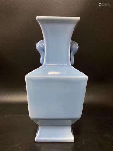 Celadon Glazed Square Elephant Ear Vase