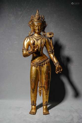 Gilt bronze standing statue of Tara