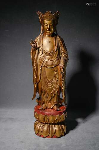 Phoebe lacquer gold Guanyin statue