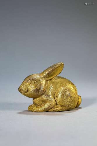 Gilt Bronze Rabbit Paperweight