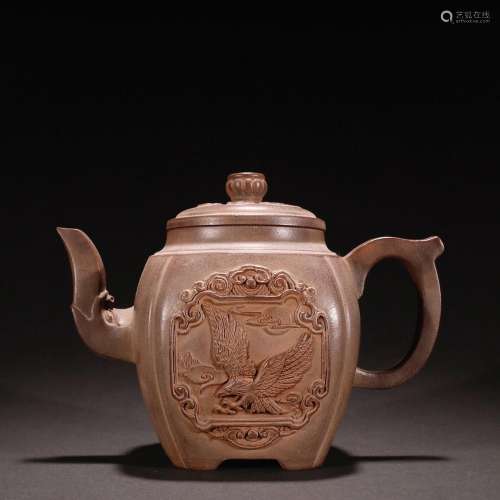 Purple Sand Stacked Eagle Pattern Teapot