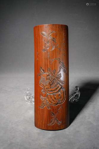 Bamboo Armrest with Engraved Pomegranate in Zhishan Style