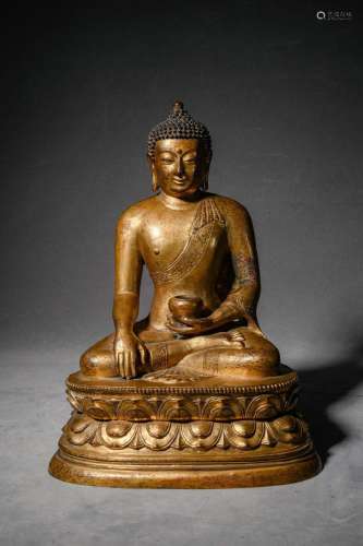 Gilt bronze statue of Medicine Buddha
