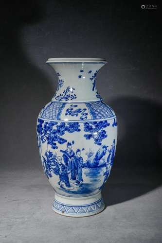 Blue and white character story bottle